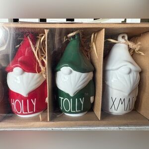 Festive Rae Dunn Gnome Holiday Decor Set - Red, Green, White